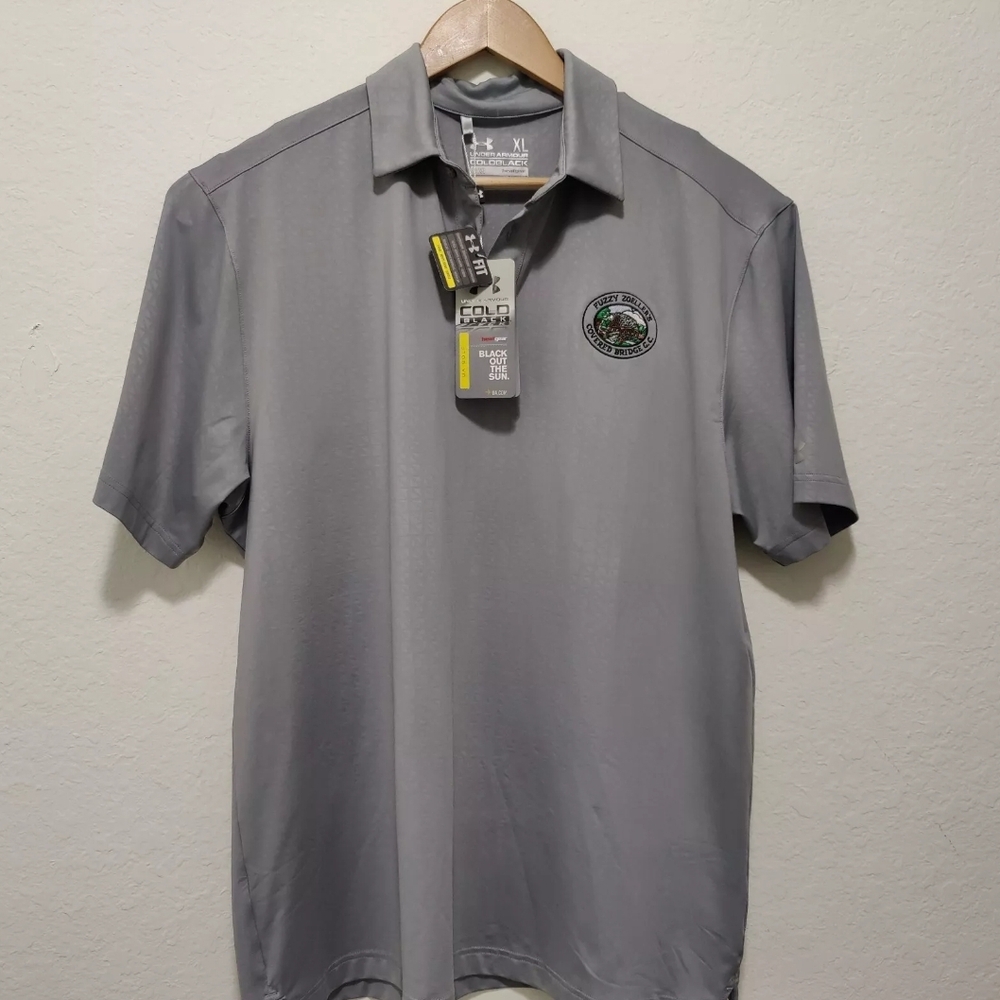 Under Armour Mens Coldblack Polo Shirt HeatGear Short Sleeve Loose Fit XL Gray